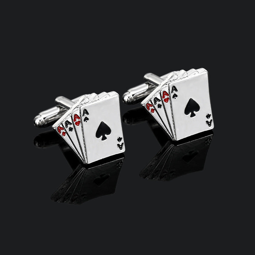 Men's Poker Cufflinks & Tie Clip Set – Alloy Business Shirt Cufflinks | Canada & USA