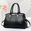 Women's Large-Capacity Patent Leather Commuter Handbag with Crocodile Pattern