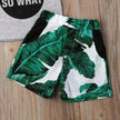 Gray Letters Vest Green Leaf Shorts Suit Casual two piece for boys