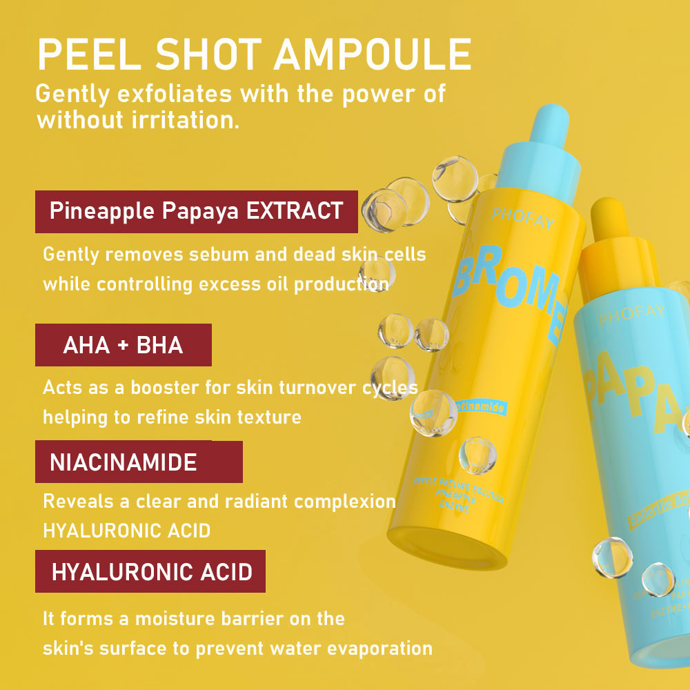 PHOFAY Gentle Peeling Solution – Papaya Enzyme AHA BHA Exfoliating Face Scrub