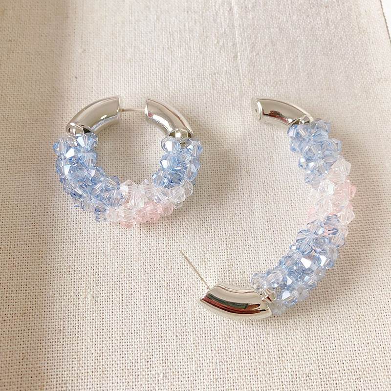 Colored Beaded Earrings Copper White Gold Plated