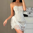 Strapless Lace Tube Top Corset Dress Party Women Fashion And Charming Slim fit Mini Dress  for Evening Party Cocktail.