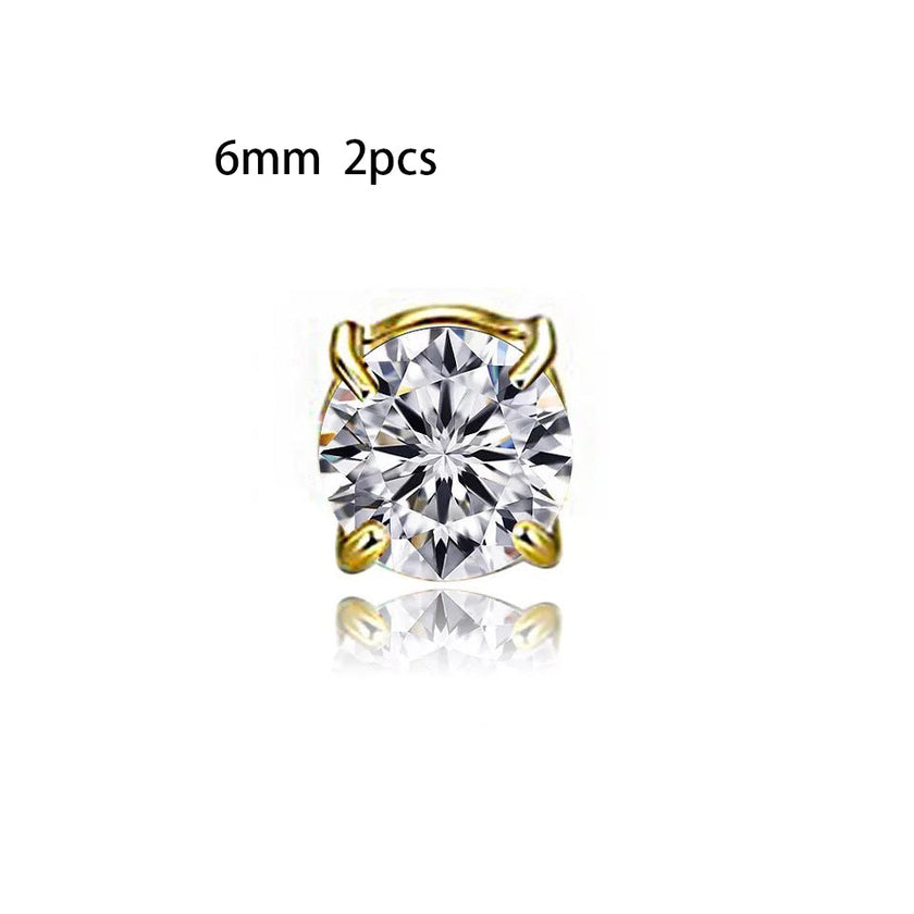 Unisex Zircon Magnetic Ear Clip – No Piercing Rhinestone Stud Earring in 6mm & 8mm