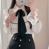 Elegant Bow Ruffled Tied Flared long Sleeves Shirt For Women
