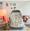 Korean Kawaii Cat School Backpack – Embroidered Nylon Bag, 5 Colours