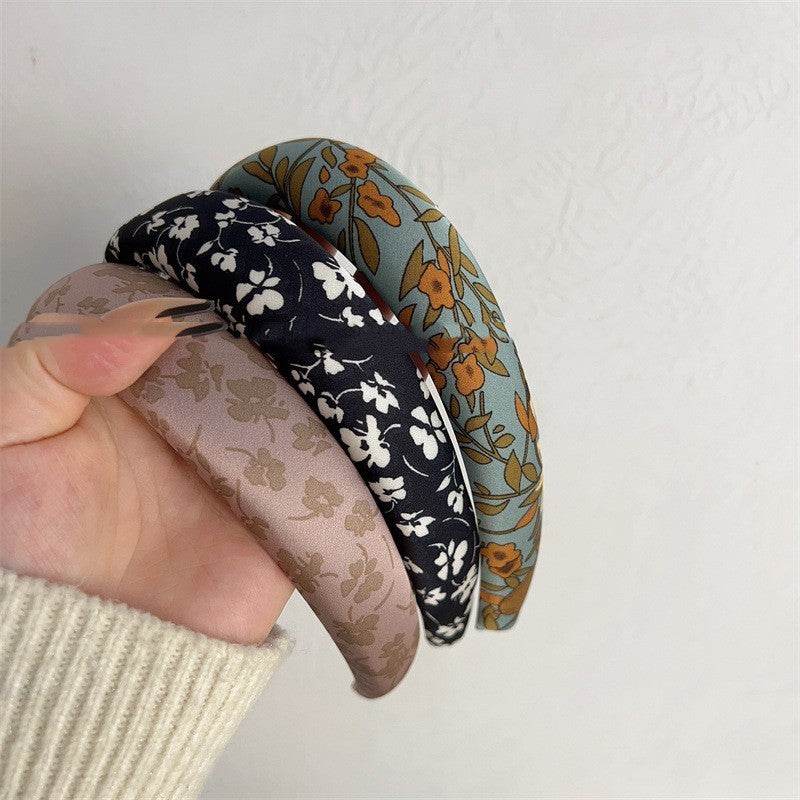 Fashion Presbyopic French Satin Vintage Sponge Silk Satin Padded Headband