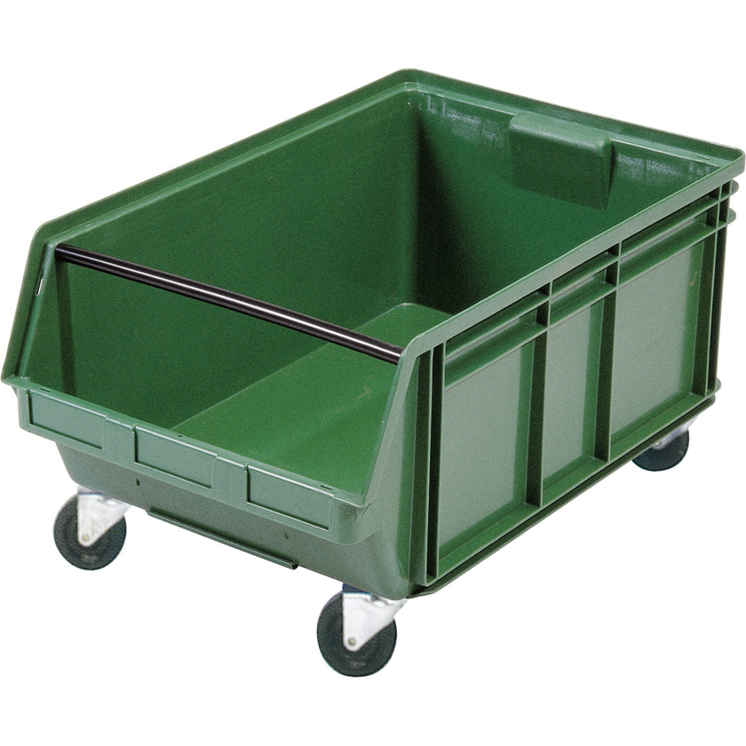 Bac à empiler mobile, 29,9 cm (H) x 46,7 cm (L) x 73,7 cm (P), capacité de 68 kg, vert.