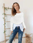 Autumn And Winter Warm Knitted Shawl top Women's Hollowed-out Double Sleeve