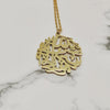 Arabic Calligraphy Belief Pattern Round Card Hollow Text Necklace