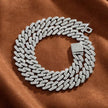 Box Buckle 14mm Bar Cuban Link Chain Bracelet and Necklace 2pcs