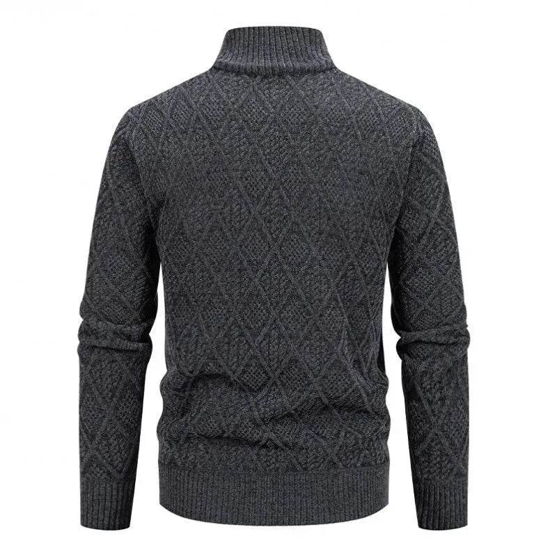 2025 Fall Winter Men Fleece-lined Thick Stand Collar Sweater Cardigan for men