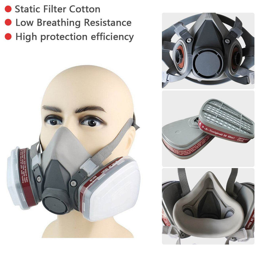 7in1 Half Face Gas Mask Facepiece Spray Painting Respirator Reusable Safety protective mask