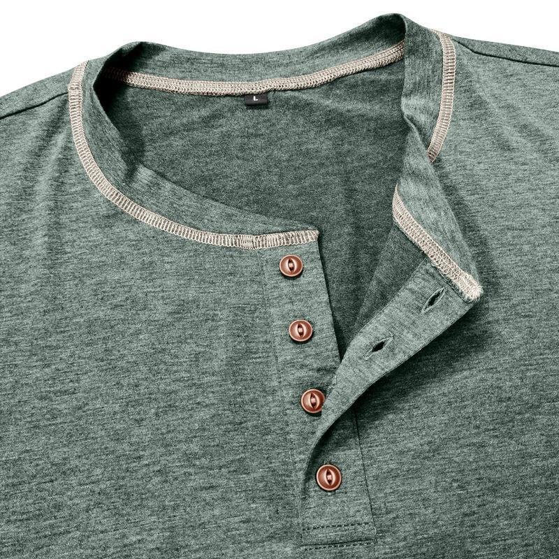 Mens Henley Long Sleeve – Slim Cotton Blend Casual Pullover