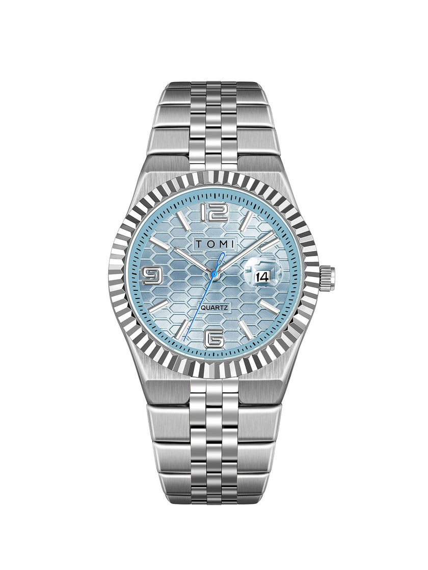 Men's Minimalist Quartz Watch – Classic Silver Dial Wristwatch