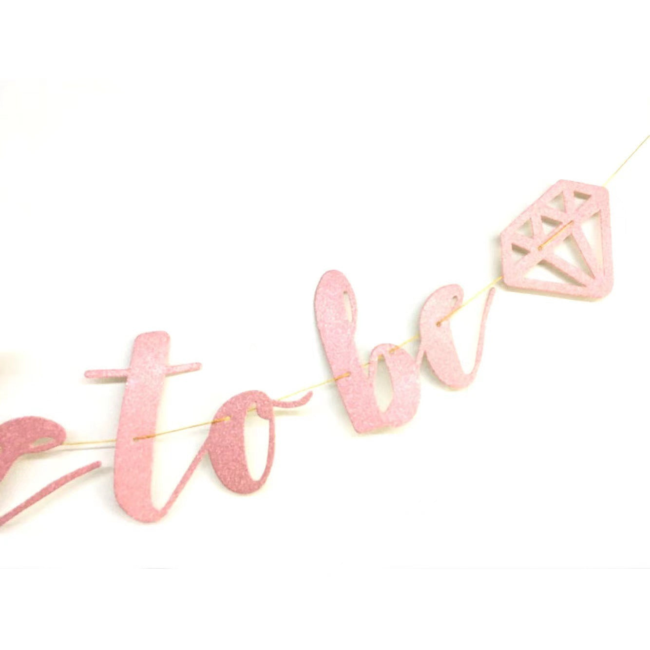 Wedding Party Decoration Banner – Glitter Pull Flag & Diamond Ring Pendant Set