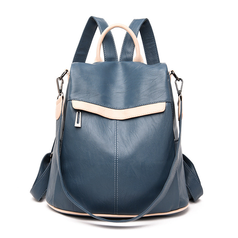 Women's PU Leather Fashion Backpack – Soft Anti-Theft Convertible Bag | Black, Beige, Blue