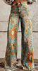 Floral 3D Digital Printed Women's Flared Imitation Jeans pant