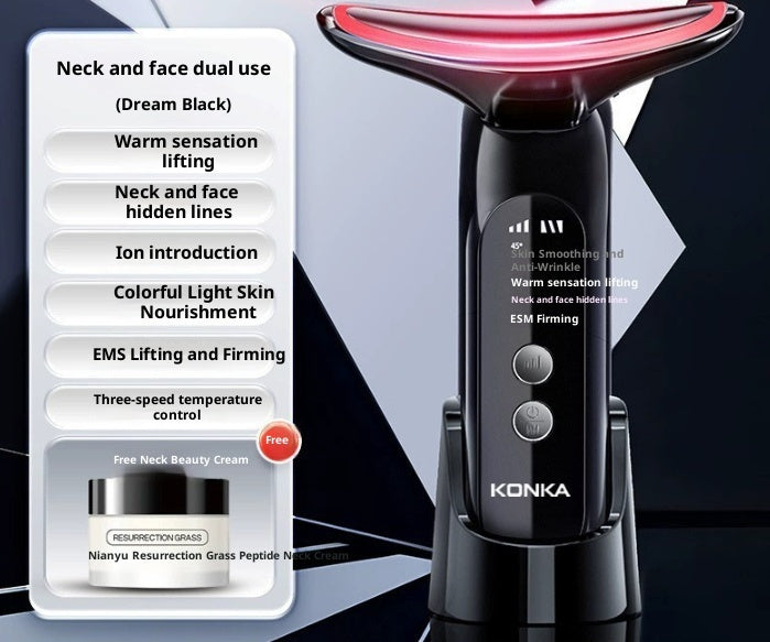 KONKA Neck & Face EMS Beauty Device – Hot Compress, Colorful Light & Vibration Anti-Wrinkle Massager