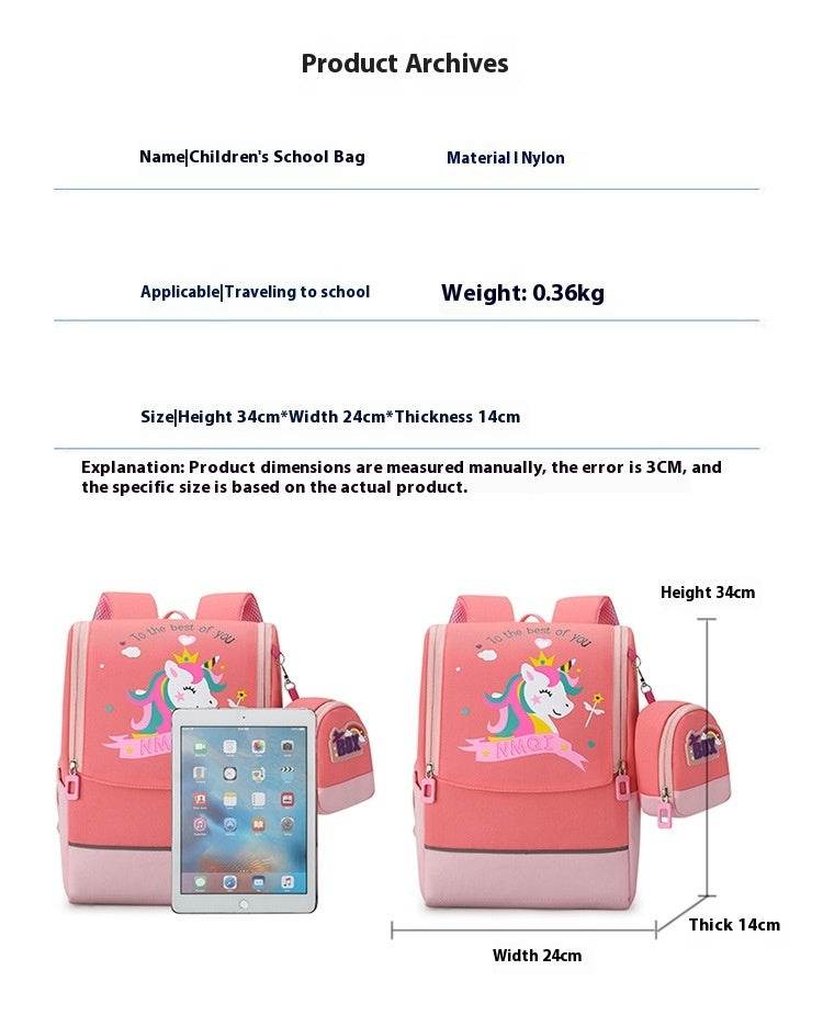 Primary School Children Cute Cartoon Backpack Kids Back support School Bag