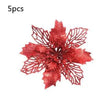 Glitter Artifical Christmas Flowers Christmas Tree Decorations For Home Fake Flowers Xmas Ornaments New Year Decor