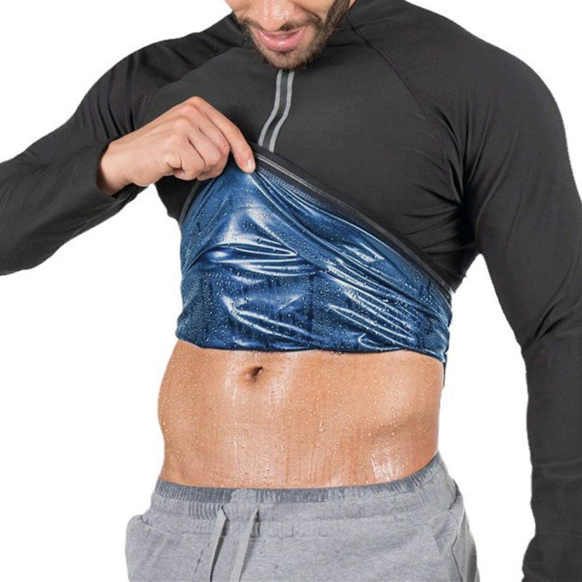 Men's Zip Compression sweat Sauna Vest Long Sleeve Sleeve
