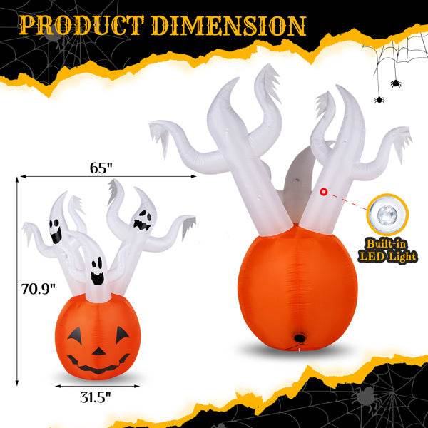 Halloween decorations - 5.9 FT Halloween Inflatable Pumpkin Ghost Outdoor Decorations