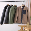 Fleece-lined Thickened Stand Collar Pocket Winter Jacket for men