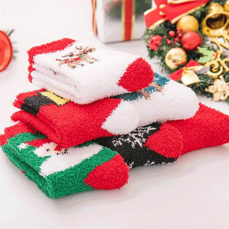 Winter Christmas Stockings Women's Thickened Bow Long Tube Fleece-lined