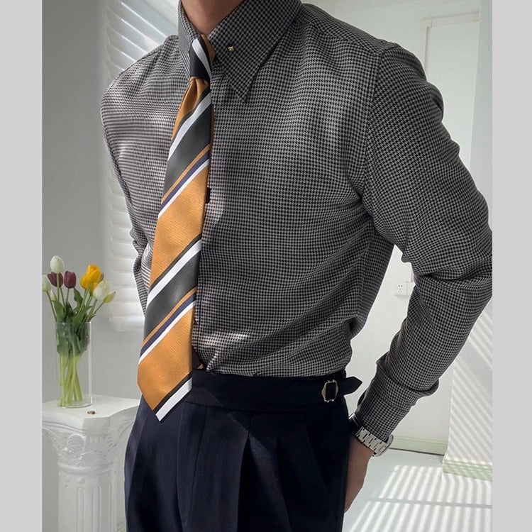 Men's Plaid Non-Iron Slim Fit Dress Shirt – Empire Collar Business Casual | Canada & USA
