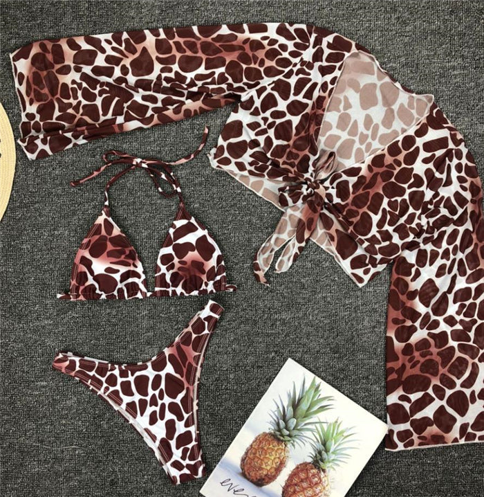 Women's Bikini Swimsuit Set – Padded Two-Piece in Blue, Green, Pink & Leopard (S–L)