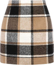 Women's High Waist Plaid Tight Pencil Wool Mini Skirt