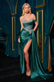 One off-the-shoulder sweetheart and Satin stretch