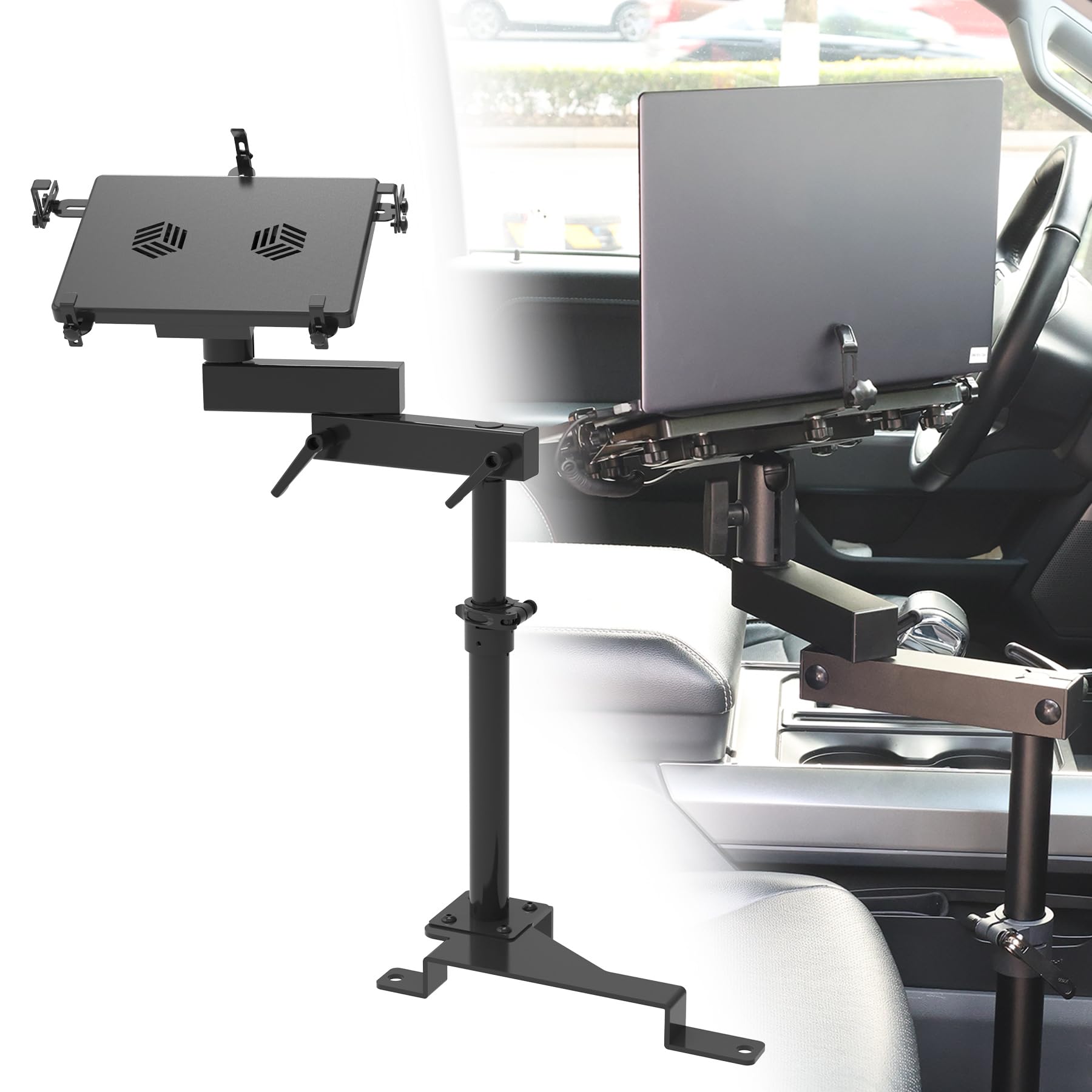 MELIPRON Truck Laptop Mount Fit for Ford F150 250 350 No-Drill Computer Mount Stand for Laptops Up to 17