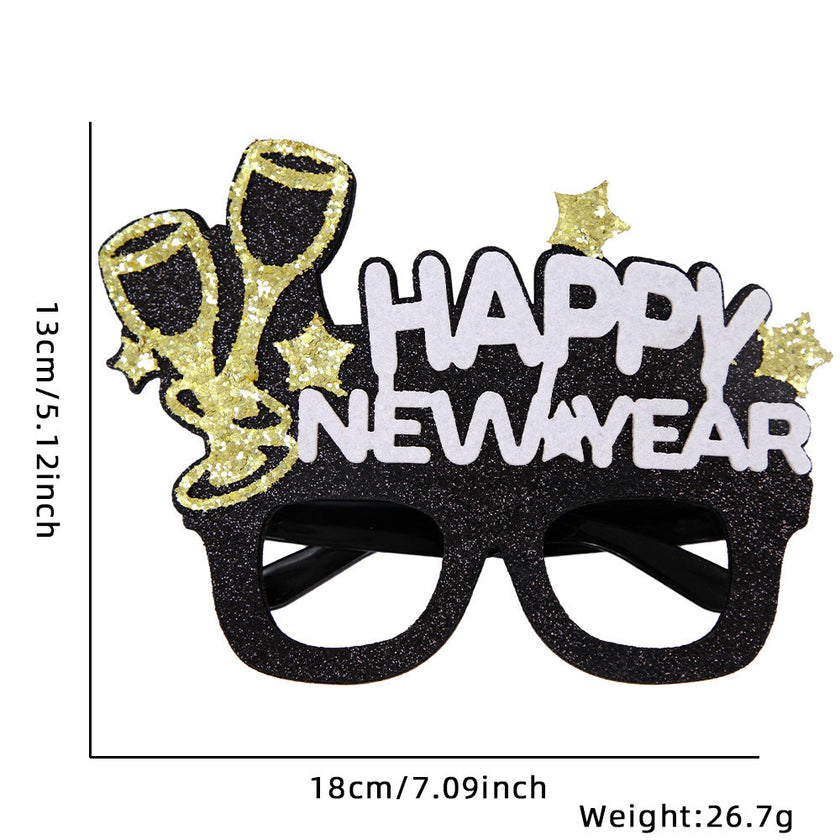 New Year Party Photo Prop Glasses Set – Funny NYE Novelty Glasses & Hats