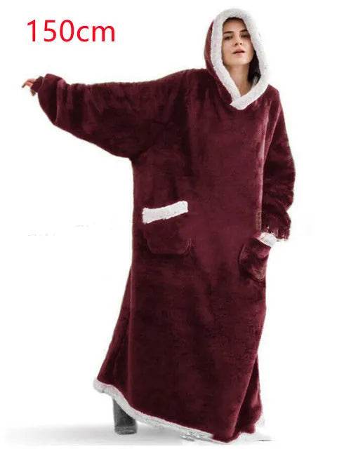 Oversized Fleece Hoodie Blanket with Pockets, Multiple Colours | Short–150 cm