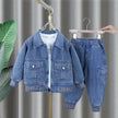 Neutral Unisex Denim Suit Spring Clothes Western Style Denim Two piece for boys and girls