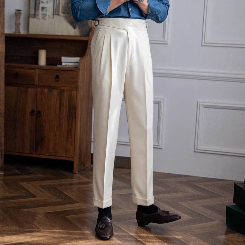 High Waist Straight leg British Business Office Work trouser for men