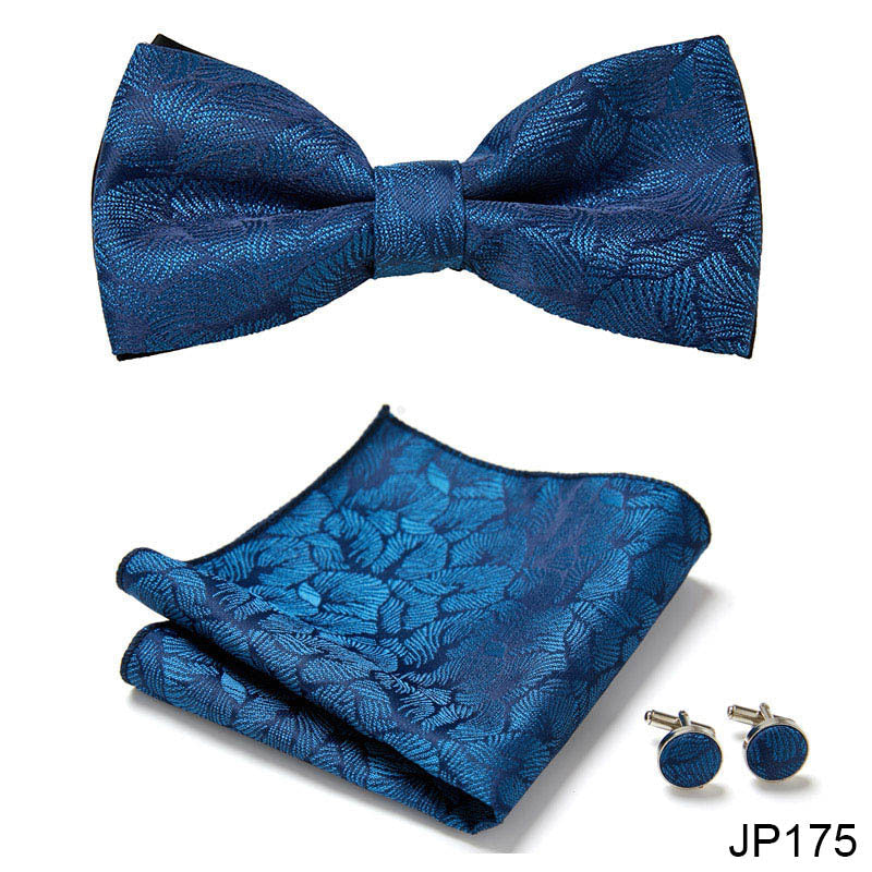 Men's Jacquard Bow Tie Set – Bow Tie, Pocket Square & Cufflinks | 36 Colors | Canada & USA