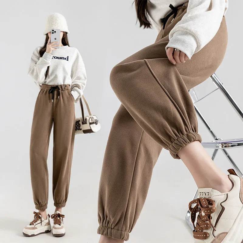 Fleece-lined Casual Harem Drawstring sweat Pants For Women