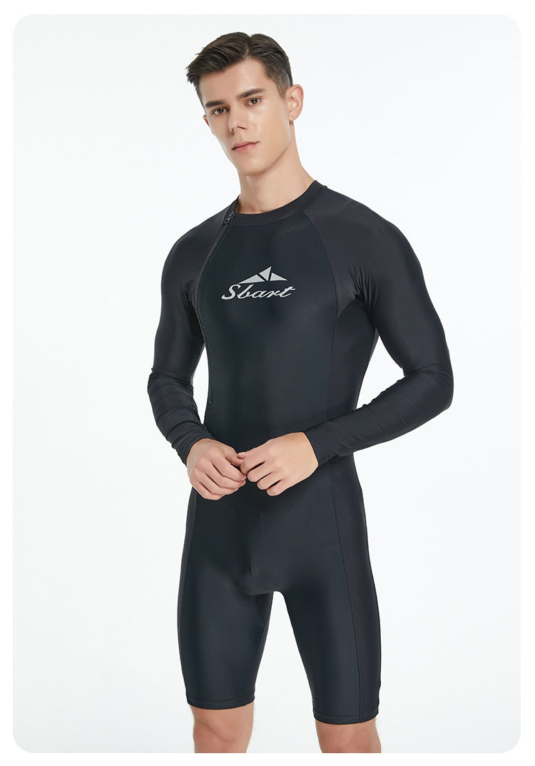 Men's One-Piece Long Sleeve Swimsuit | Sun Protection Quick-Dry Lycra Canada