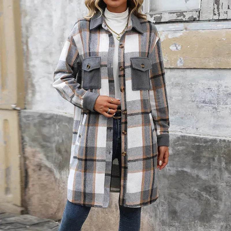 plaid jacket womens outfit Winter cashmere  Jacket Outwear for women