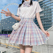 Student Jk Plaid Skirt Preppy Style Mini Pleated  Kilt Skirt