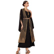 Arabic Vintage Gold Embroidered Black Fake Two Pieces Robe