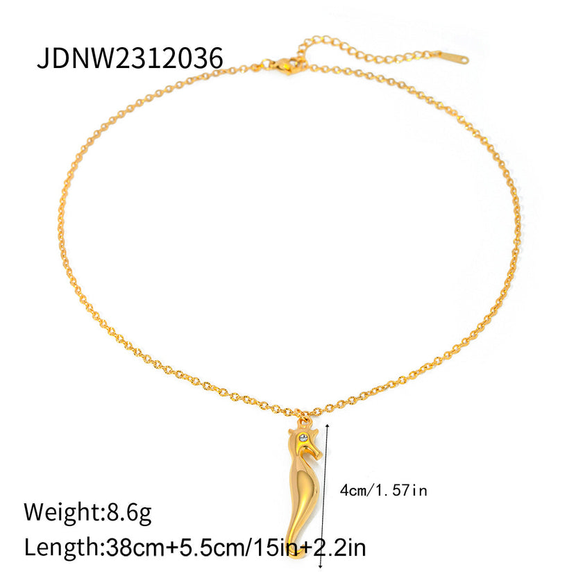Stainless Steel Shell & Starfish Beach Necklace – Electroplated Clavicle Chain for Women (14 Styles)
