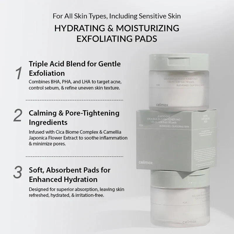 Celimax Ji Woo Gae Cica BHA Blemish Pad 170ml / 60pads