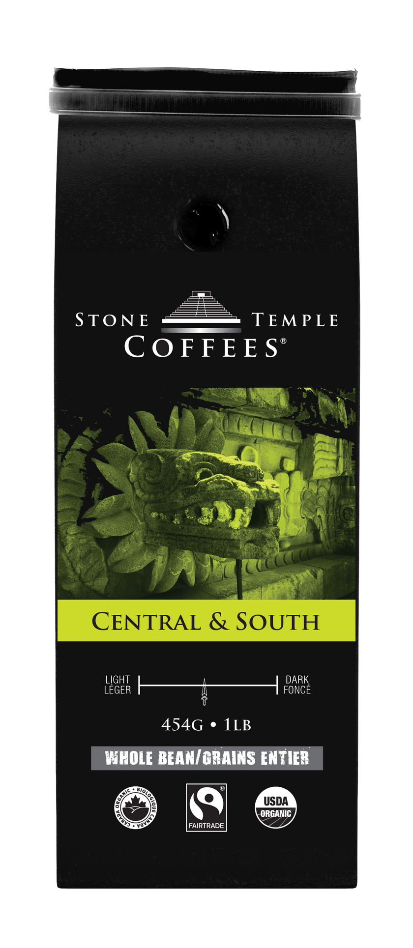 Central & South - Whole Bean, Medium Roast, Certified Organic OCIA/ Fairtrade Coffee 1lb/454g