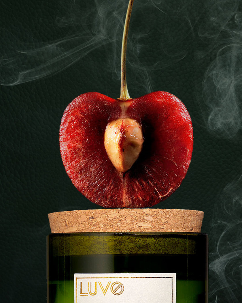 Bing cherry & Leather Wooden Wick Scented Candle