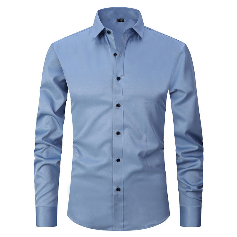 Men's Long Sleeve Business Casual Shirt – Loose Fit, 10 Colors, S–8XL | Canada & USA