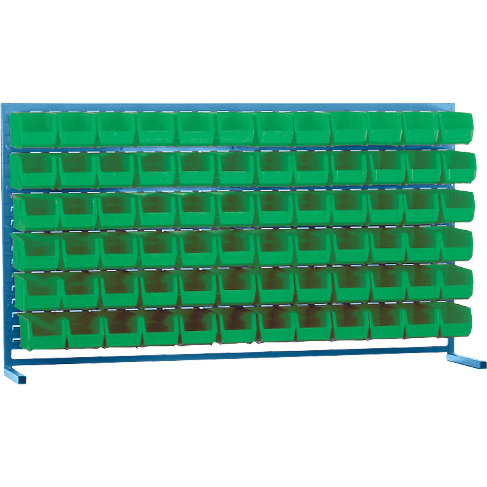 Louvered Rack with Bins, 72 Bins, 72