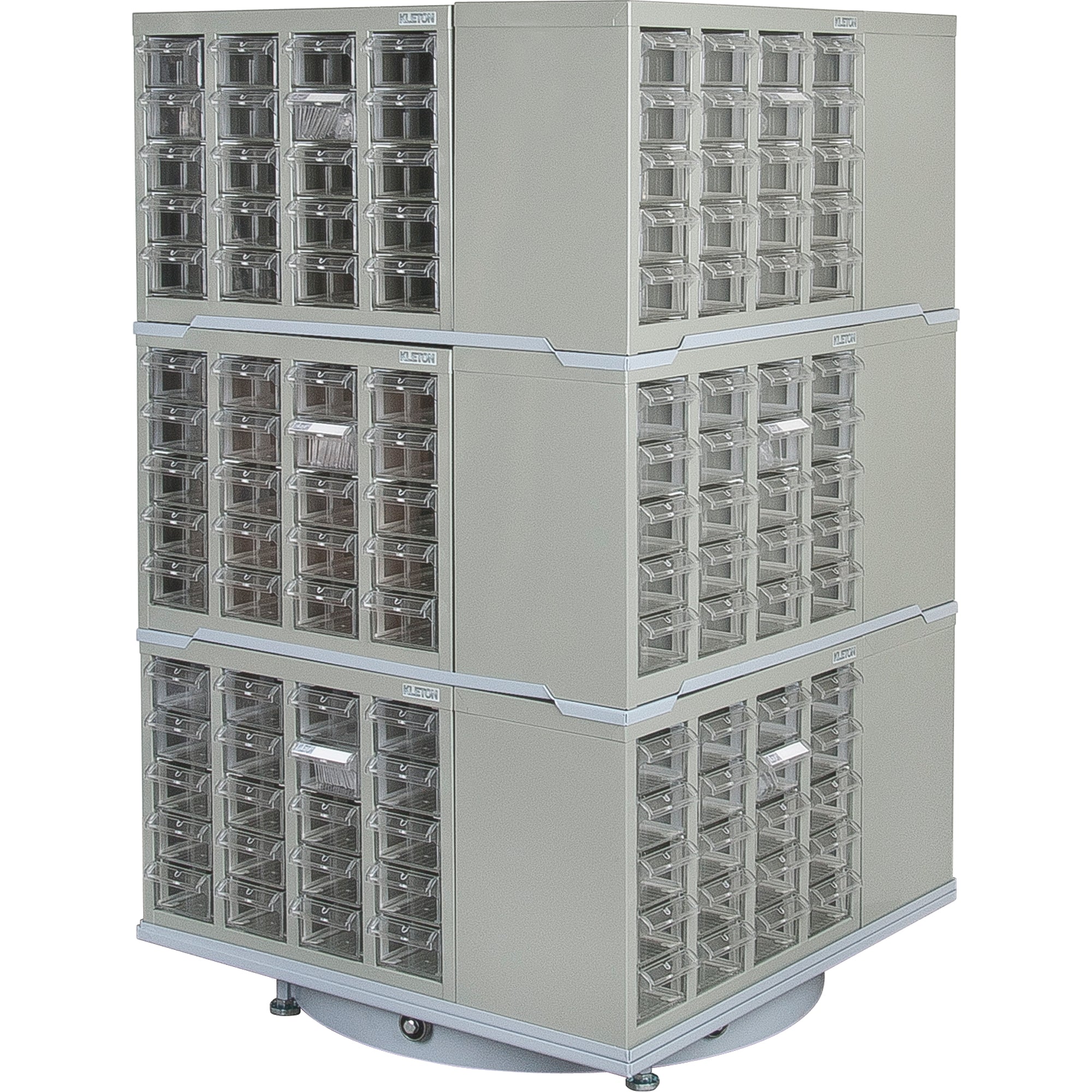 Heavy-Duty Industrial Carousel Drawer Cabinet, Steel, 240 Drawers, 27